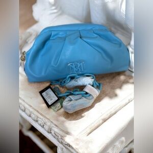 NWT Badgley Mischka Blue Dumpling Clutch